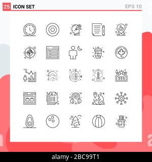 Universal Icon Symbols Group of 25 Modern Lines of coffee, paper, head, mail, plugin Editable Vector Design Elements Stock Vector