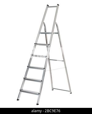 Ladder Work Stock Image Aluminium stepladder isolated on white background. Portable ladder in a ...