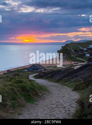 Burton Bradstock Dorset UK. 3rd April 2020. UK Weather. A moody