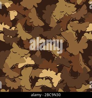 Seamless mole pattern silhouette on brown background. Vector image Stock Vector