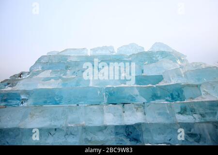 Ice cubes piled up, close-up Stock Photo
