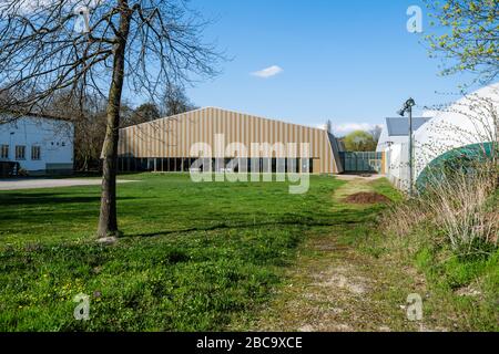 Strasbourg, France - Mar 18, 2020: Side view of empty entrance to Ill Tennis Club due to Coronavirus outbreak in France Stock Photo