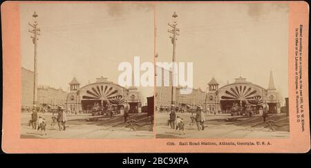 Railroad Station, Atlanta, Georgia, USA, Stereo Card, 1891 Stock Photo