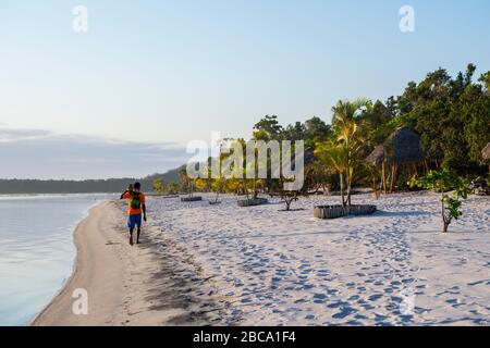 Africa, Madagascar, Canal des Pangalanes. Aye Aye Island. Beach at Palmarium Bungalow. Stock Photo