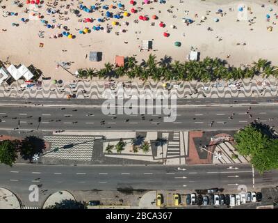 Famous Copacabana beach sidewalk in Rio de Janeiro, Brazil Stock Photo
