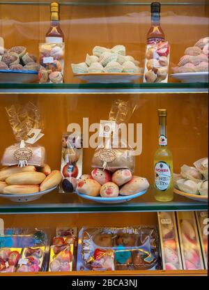 Bakery window shop, Erice, Sicily, Italy Stock Photo