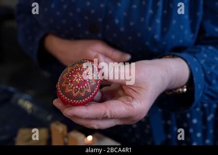 Sorbian Easter egg, wax batik technique Stock Photo