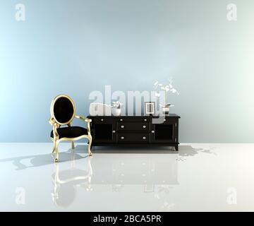 3d render of home furniture and accessories Stock Photo