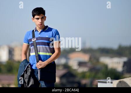 Young student in Yerevan Cascade, Armenia Stock Photo