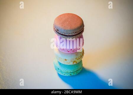 Macarons in different colours on a background Stock Photo
