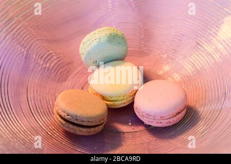 Macarons in different colours on a background Stock Photo