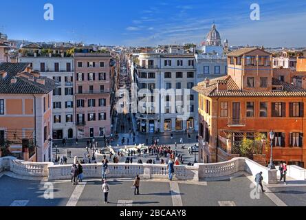 Spanish Steps with Piazza di Spagna on Via dei Condotti in the old town, Rome, Lazio, central Italy, Italy Stock Photo