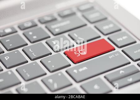 Set of 5G service communication computing architecture concept shown on enter key on notebook keyboard Stock Photo