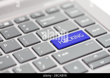 Cyber security hacking https MFA password phishing scam concept shown on close up enter key on notebook keyboard Stock Photo