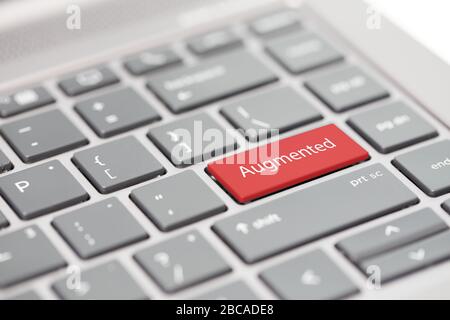 VR virtual reality AR augmented reality MR mixed reality concept shown on close up enter key on notebook keyboard Stock Photo