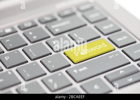 Cyber security hacking https MFA password phishing scam concept shown on close up enter key on notebook keyboard Stock Photo