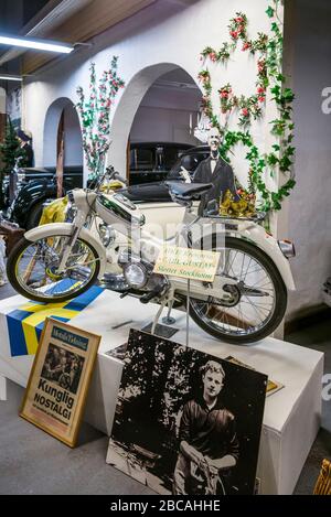 Sweden, Southeast Sweden, Lake Vattern Area, Motala, Motala Motor Museum, moped that belonged to current Swedish King Carl Gustav XVI when he was a pr Stock Photo