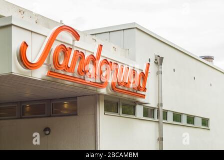 Sweden, Varmland, Karlstad, Sandgrund Karlstad, former dancehall now a gallery for famed Swedish artist Lars Lerin, exterior Stock Photo