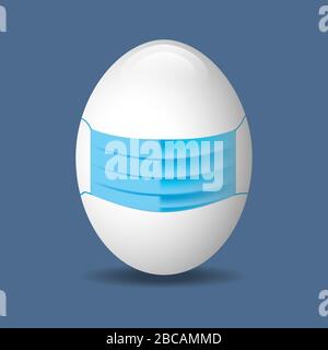 Happy Easter. White egg in the medical face mask Stock Vector