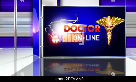 Doctor 3D rendering background is perfect for any type of news or information presentation. The background features a stylish and clean layout Stock Photo