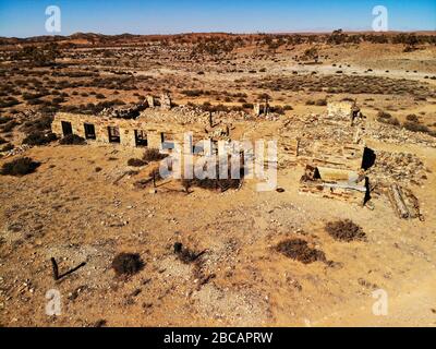 The Mount Nor' West Station was a pastoral lease in outback South Australia. The ruins and memories are now part of Witchelina Nature Reserve. Stock Photo