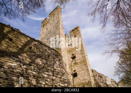 Sweden, Gotland Island, Visby, 12th century city wall, most complete midieval city wall in Europe Stock Photo