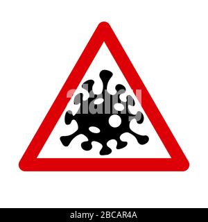 SARS CoV 2 (COVID-19) coronavirus flat vector warning sign, icon, symbol, logo on transparent background, No. 2 variant Stock Vector