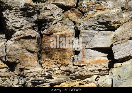 Background of natural weathered outdoors schist rock Stock Photo
