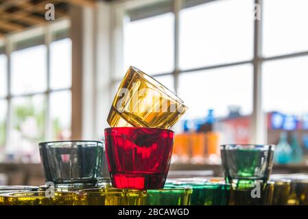 Sweden, Southeast Sweden, Glasriket, Kingdom of Glass historical glass making region, Kosta, factory made glassware for sale Stock Photo