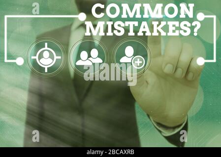Handwriting text Common Mistakes question. Conceptual photo repeat act or judgement misguided or wrong Stock Photo