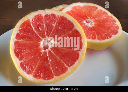 Close up or macro photography of slices of grapefruit Stock Photo