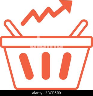 price hike shopping basket with arrow up infographic line style Stock Vector