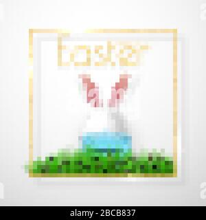 Happy Easter. Easter egg with rabbit ear in medical face mask on white background. Vector illustration. Stock Vector