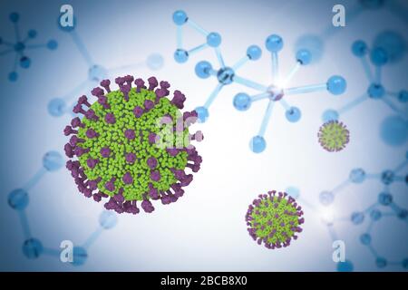 3d rendering coronavirus cell or covid-19 cell disease Stock Photo