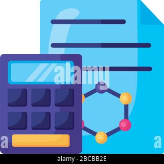 dna molecule structure in document with calculator detailed style icon Stock Vector