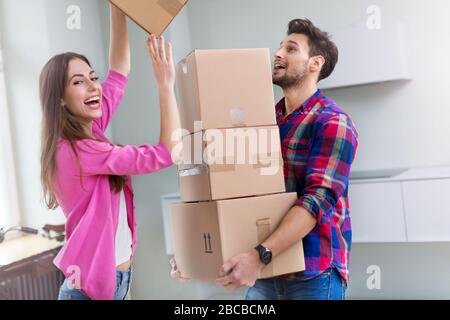 Couple in new home Stock Photo