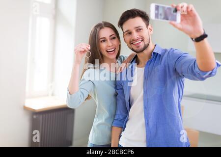 Couple in new home Stock Photo