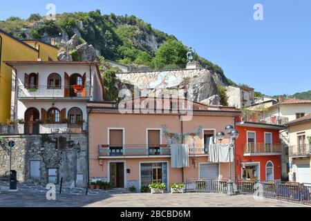 Panoramic view of Sant'Angelo Le Fratte, a small village in the Basilicata region in Italy Stock Photo