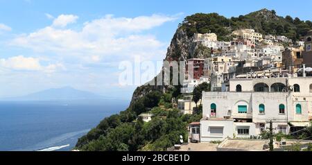 Capri, Italy - Panoramic view looking towards Mt. Vesuvius in the distance Stock Photo