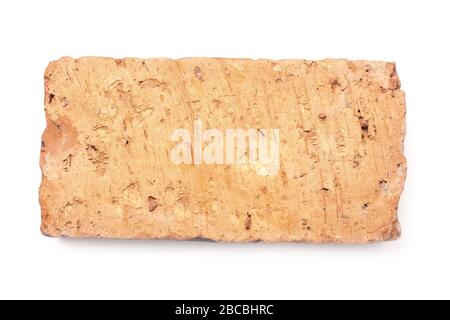 Red clay brick isolated on white. View from above Stock Photo