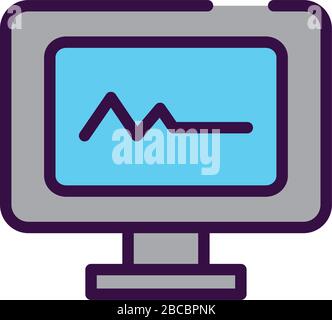 cardiac monitor icon over white background, vector illustration Stock ...