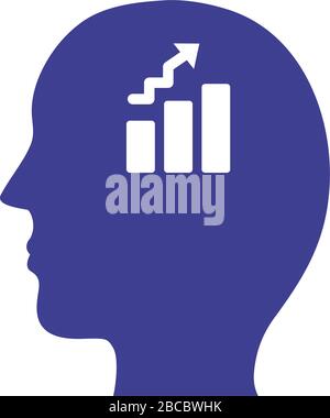 profile with statistics bars mental health silhouette style icon Stock Vector