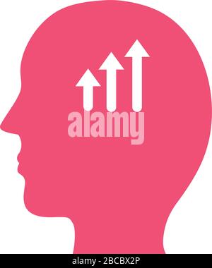 profile with arrows up mental health silhouette style icon Stock Vector
