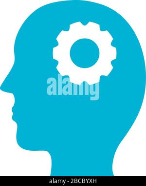 profile with gear mental health silhouette style icon Stock Vector