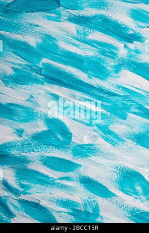 Abstract acrylic paint blue and white texture on canvas, hand drawn background Stock Photo