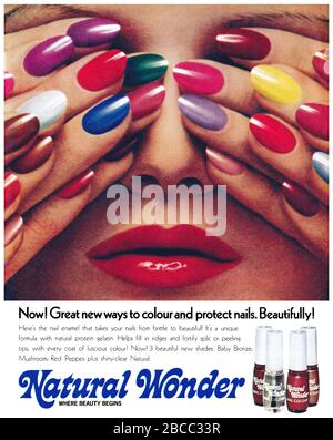 1976 British advertisement for Natural Wonder nail varnish. Stock Photo