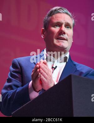 STOCK IMAGE RE-EDITS Glasgow, UK. 15 February 2020. Sir Keir Starmer wins the Leadership for the UK Labour Party with 56.2% of votes in the first round of polling, with Rebecca ling-Bailey on 27.6% and Lisa Nandy on 16.2%. Picture is taken of UK Labour Party Hustings for the Labour Party Leadership 2020.