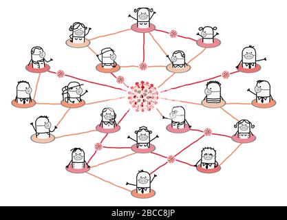 Cartoon network of people protected by masks against the Virus Stock Vector