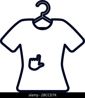 hanger with tshirt icon over white background, line style, vector ...