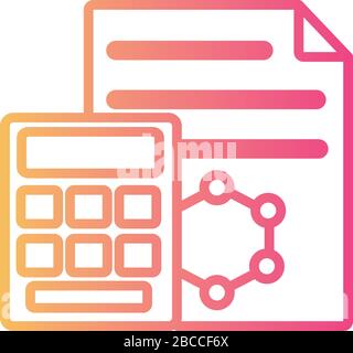 dna molecule structure in document with calculator linear gradient style icon Stock Vector